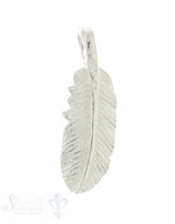 Feder Anhänger flach, fixe Oese: 8.5x18 mm Silber 925
