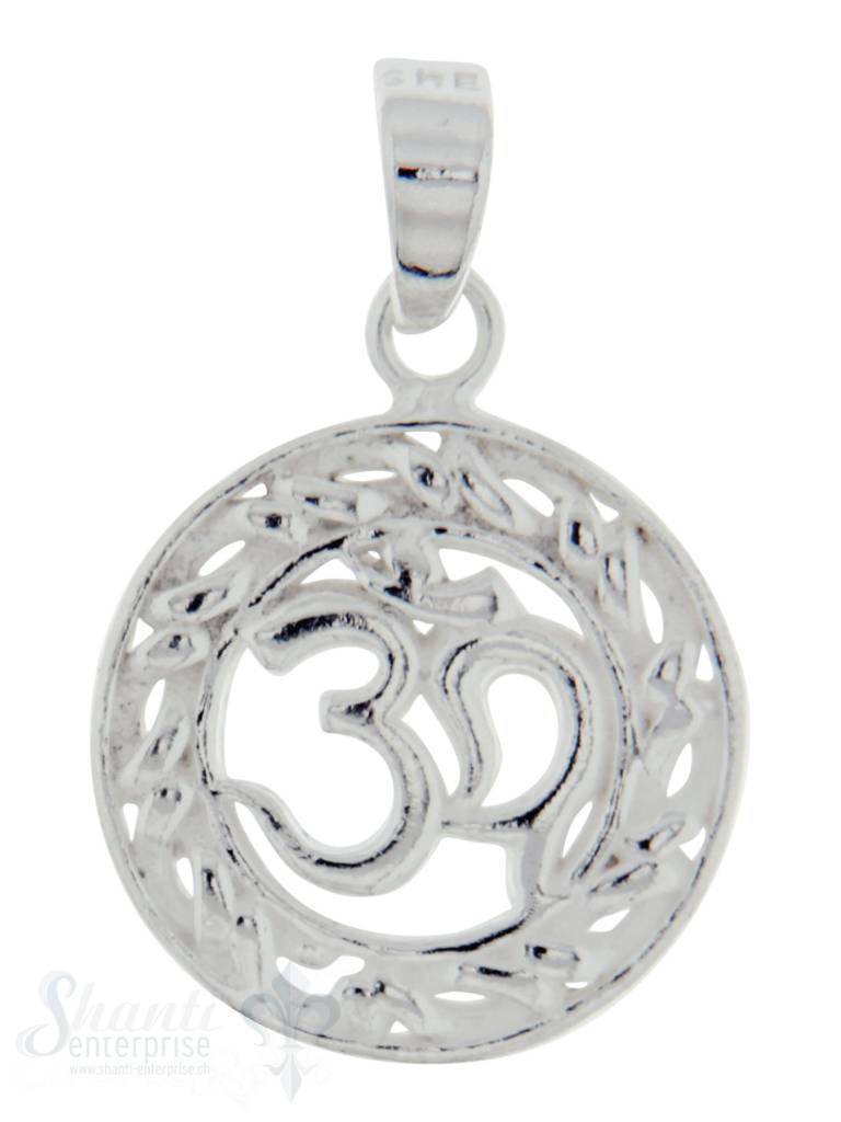 Silber-Anhänger: Om Zeichen rund mit Öse 13 mm Dicke: 1.18mm - Shanti Enterprise AG