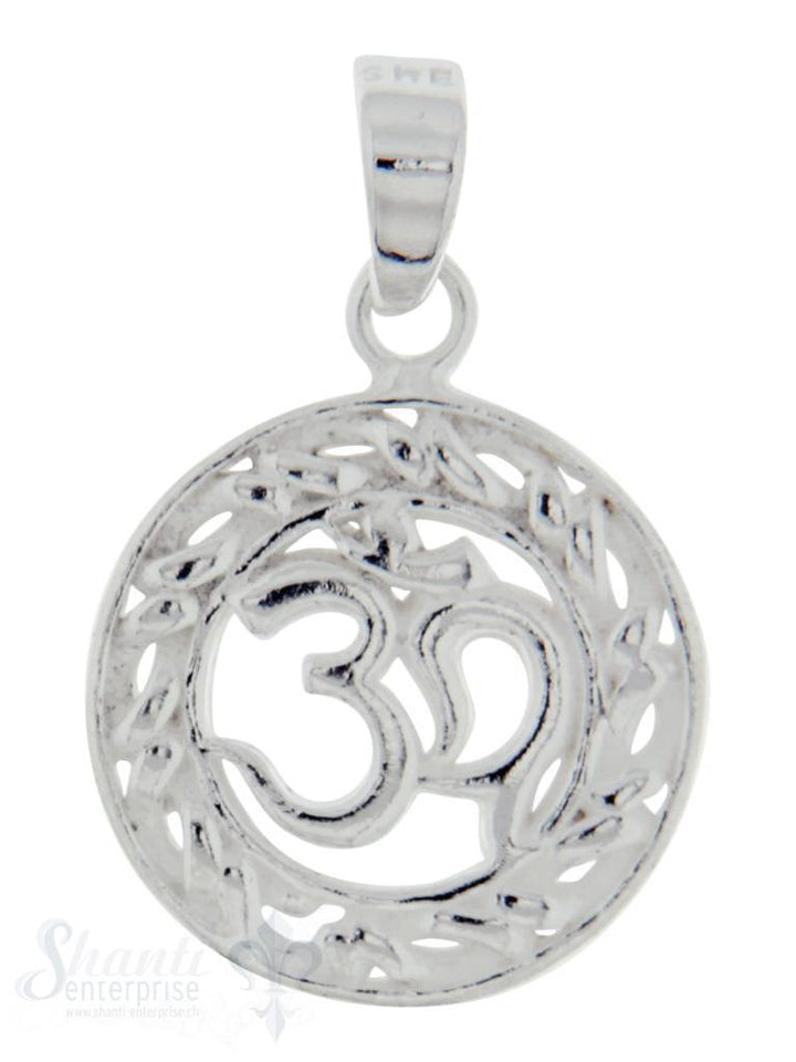 Silber-Anhänger: Om Zeichen rund mit Öse 13 mm Dicke: 1.18mm - Shanti Enterprise AG