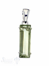 Silber-Anhänger: Rechteck:grüner Amethyst 9x20 mm