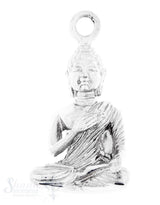 Silber-Anhänger:Buddha meditierend mit Oese poliert 13x22 mm
