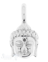 Silber-Anhänger:Buddhakopf mit Oese poliert 9x10 mm