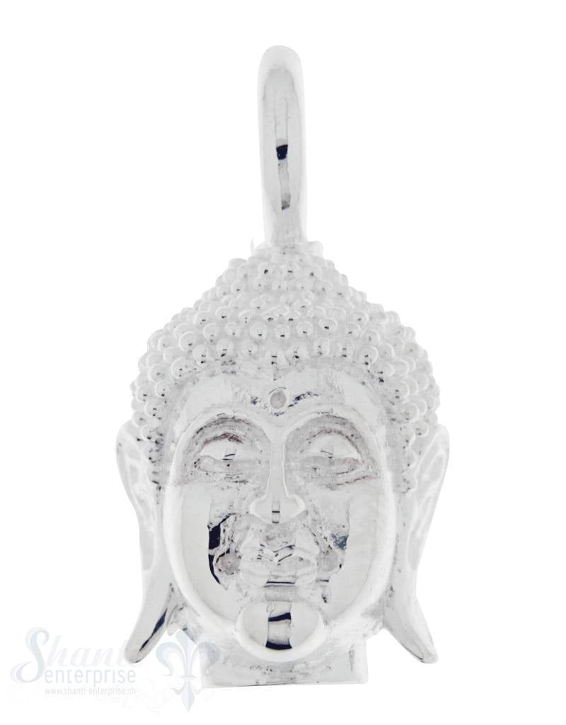 Silber-Anhänger:Buddhakopf mit Oese Weiss-Silber 13x25 mm - Shanti Enterprise AG