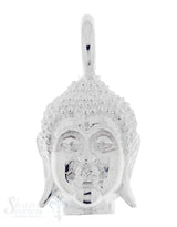 Silber-Anhänger:Buddhakopf mit Oese Weiss-Silber 13x25 mm