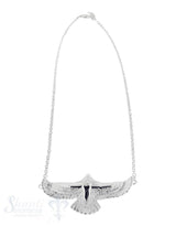 Silber Ankerkette fein mit fliegendem Adler: weiss Adler 30x50 mmGrössen verstellbar 43-47 cm