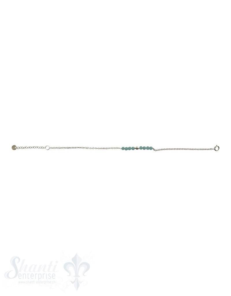 Silber-Armketteli Anker mit kl.Steinen u. Si-Teil: mit aqua Chalcedony Grössenverstellbar 17-20 cm - Shanti Enterprise AG