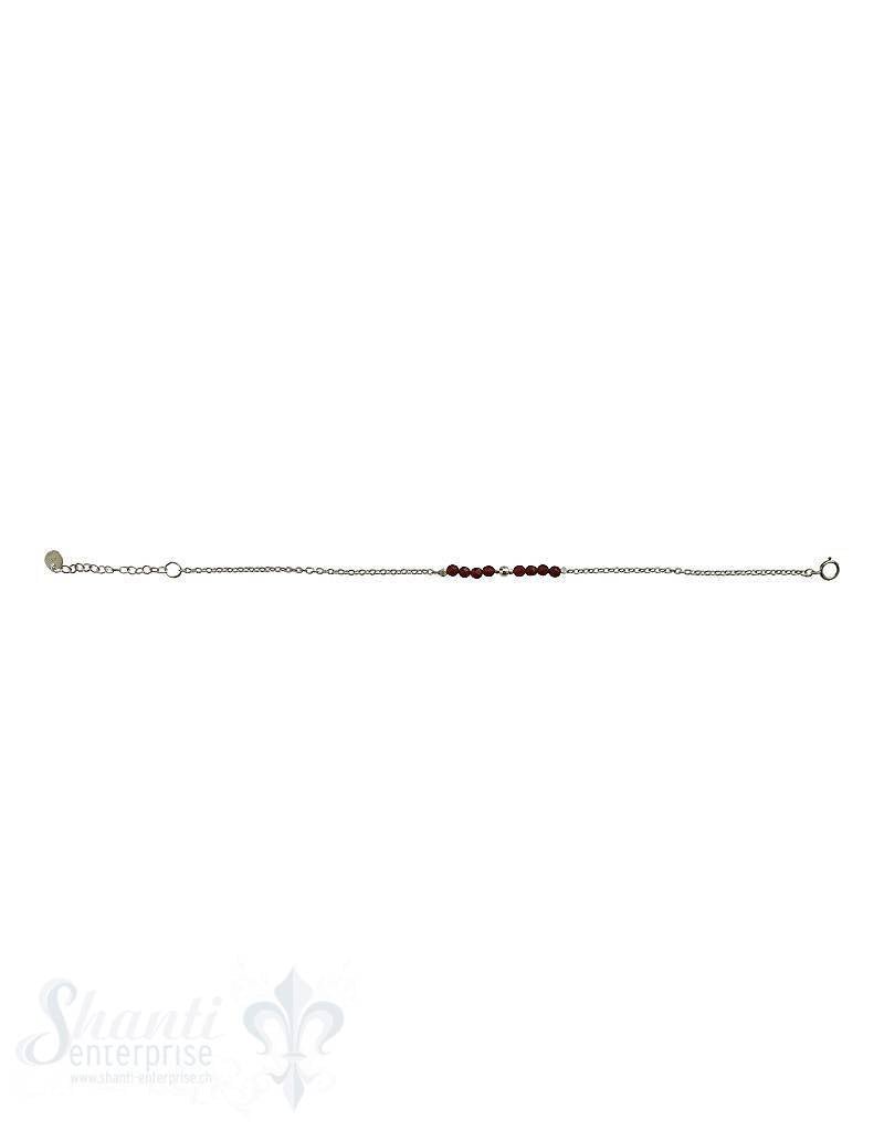 Silber-Armketteli Anker mit kl.Steinen u. Si-Teil: mit Granat rot Grössenverstellbar 17-20 cm - Shanti Enterprise AG