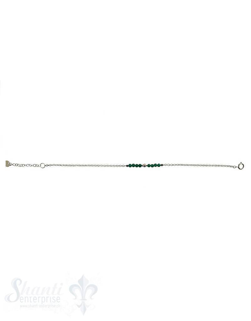 Silber-Armketteli Anker mit kl.Steinen u. Si-Teil: mit grünem Onyx Grössenverstellbar 17-20 cm - Shanti Enterprise AG