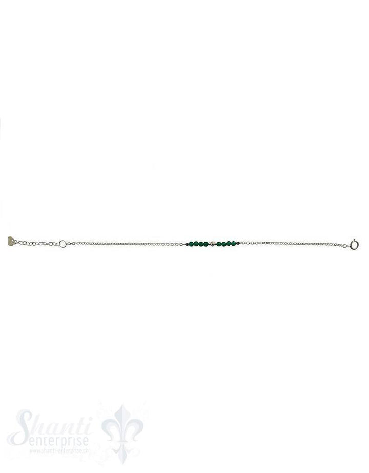 Silber-Armketteli Anker mit kl.Steinen u. Si-Teil: mit grünem Onyx Grössenverstellbar 17-20 cm - Shanti Enterprise AG