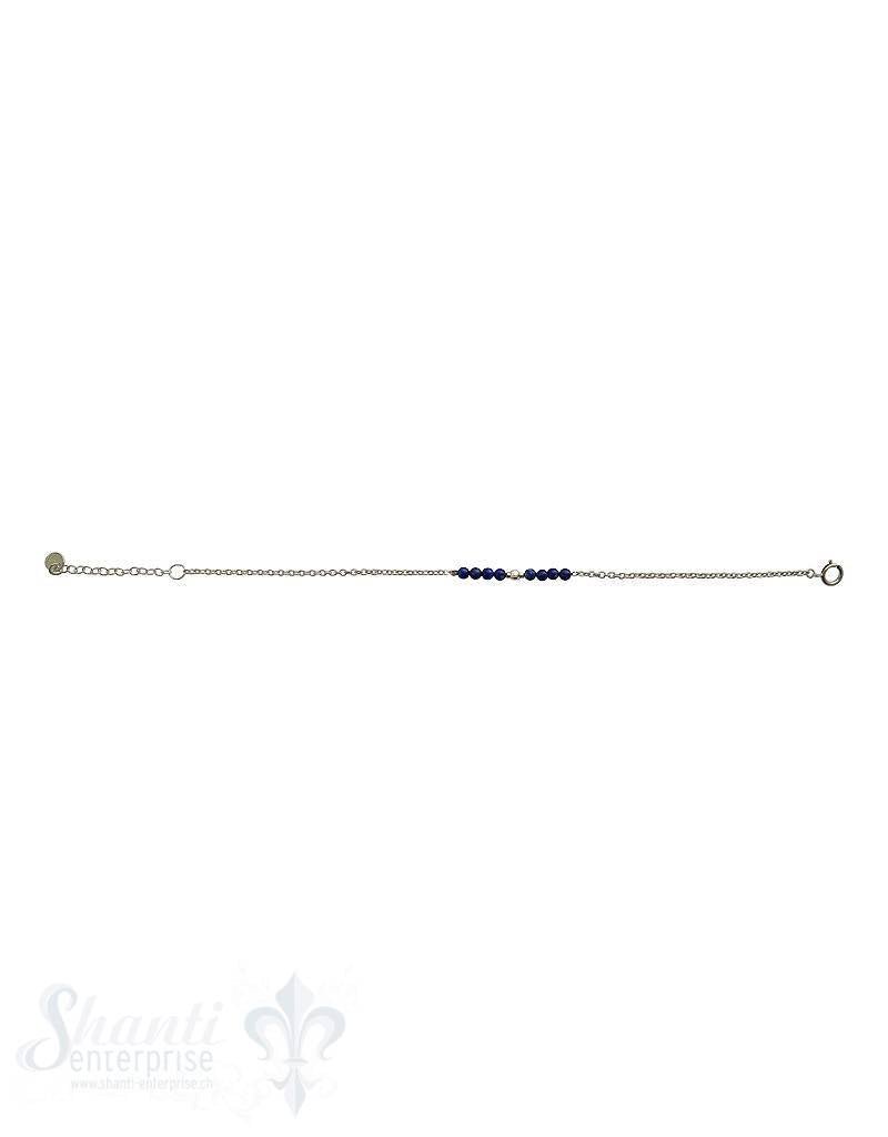 Silber-Armketteli Anker mit kl.Steinen u. Si-Teil: mit Lapislazuli Grössenverstellbar 17-20 cm - Shanti Enterprise AG