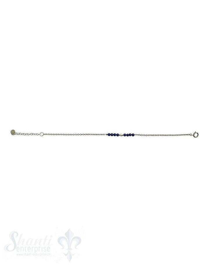 Silber-Armketteli Anker mit kl.Steinen u. Si-Teil: mit Lapislazuli Grössenverstellbar 17-20 cm - Shanti Enterprise AG