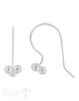 Silber-Brisur Fischhaken mit 3 Kugeli unten 16x6 m m 1 Pack = 2 Paar