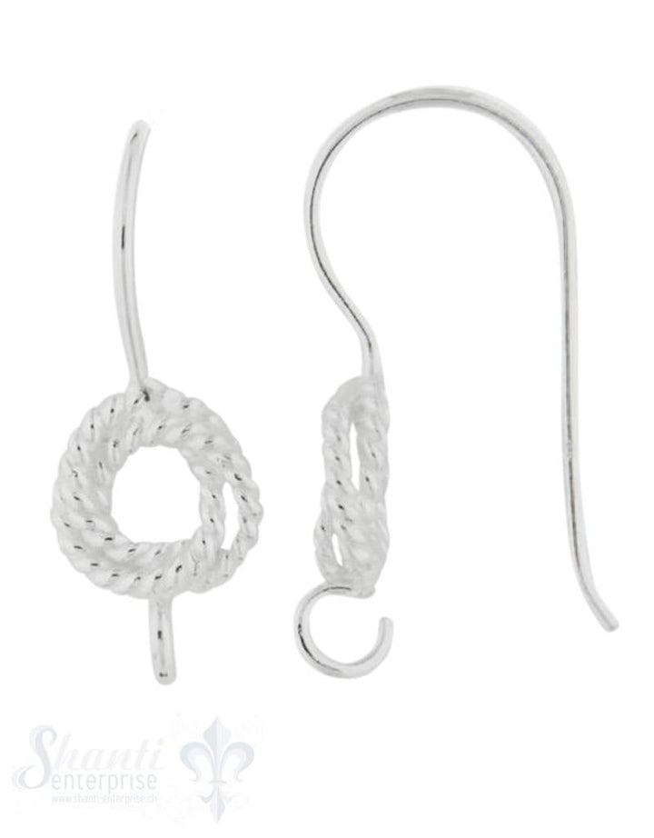 Silber-Brisur Fischhaken mit Öse offen Doppelkreis gedreht 19x8 mm 1 Pack = 2 Paar - Shanti Enterprise AG