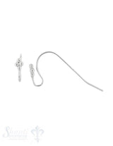 Silber-Brisur Fischhaken mit Öse offen gepunktet rhombenförmig 10x3 mm 1 Pack = 2 Paar