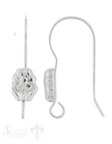 Silber-Brisur Fischhaken mit Öse offen und Blume Haken 0.7 mm Pack = 2 Paar
