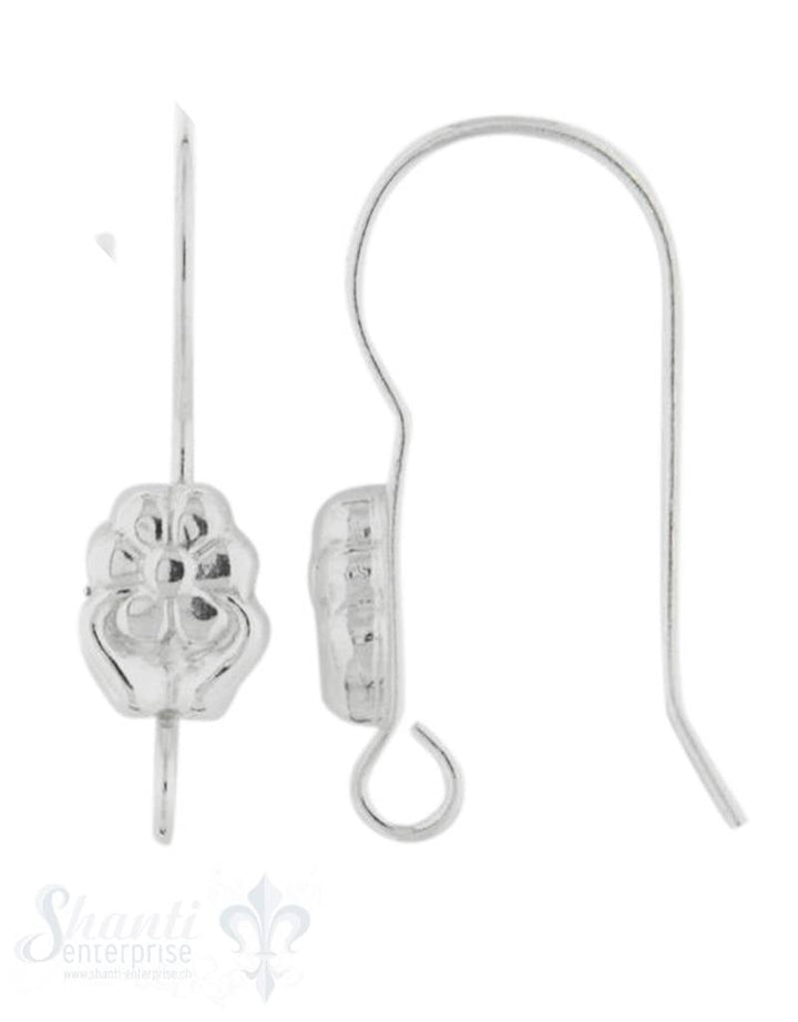 Silber-Brisur Fischhaken mit Öse offen und Blume Haken 0.7 mm Pack = 2 Paar - Shanti Enterprise AG
