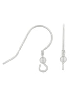 Silber-Brisur Fischhaken mit Öse offen und Kugeli 18x3 mm 1 Pack = 3 Paar