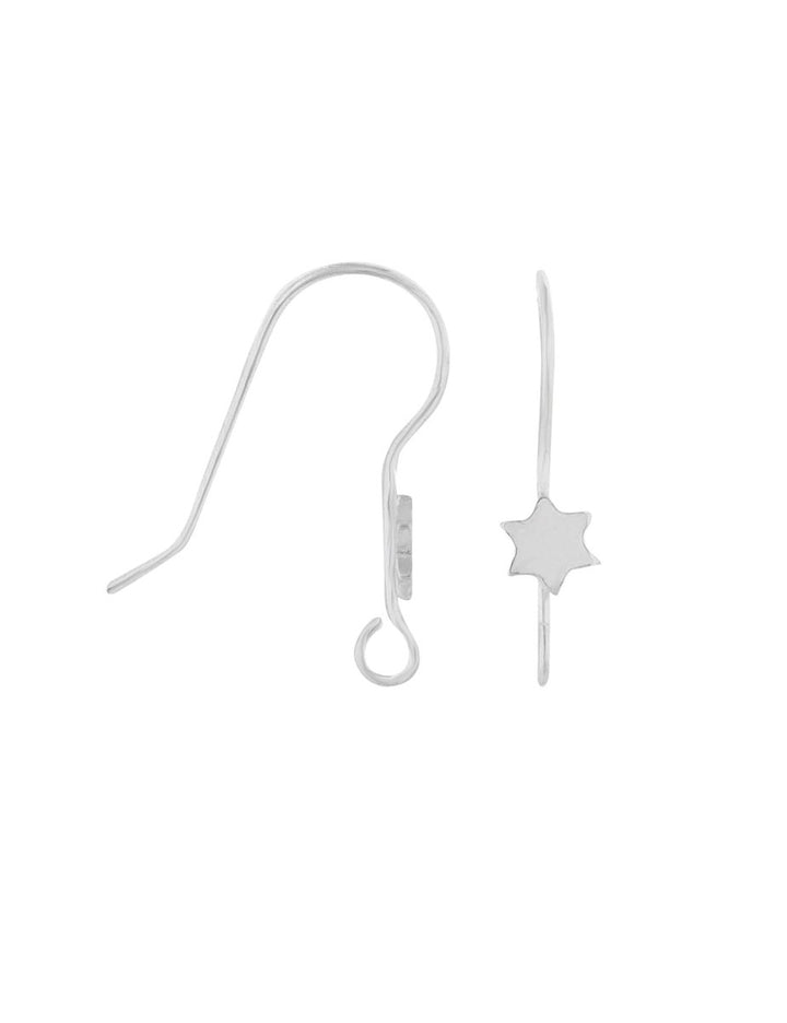 Silber-Brisur Fischhaken mit Öse offen und Stern Haken 0.7 mm Pack = 2 Paar - Shanti Enterprise AG