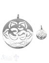 Silberanhänger Amulett Om Zeichen mit 6 blättriger Lotusblume mit Öse - Shanti Enterprise AG
