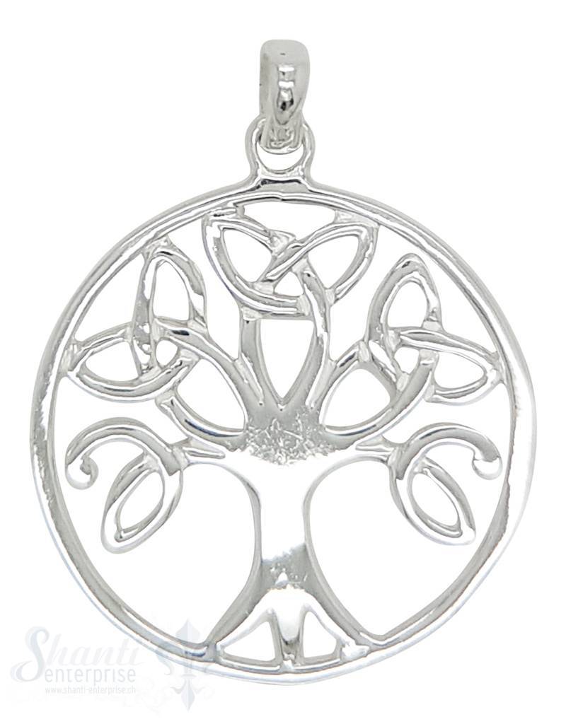 Silberanhänger Baum des Lebens keltisch rund durchbrochen mit Ose 26mm - Shanti Enterprise AG