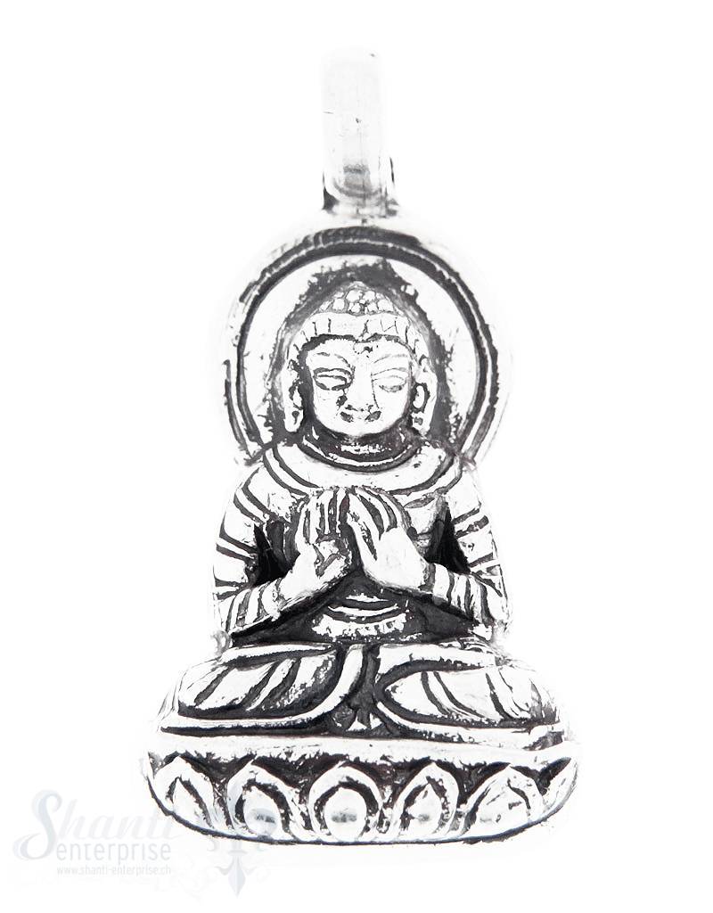 Silberanhänger: Buddha geschwärzt 30x16 mm Dicke: 5mm - Shanti Enterprise AG