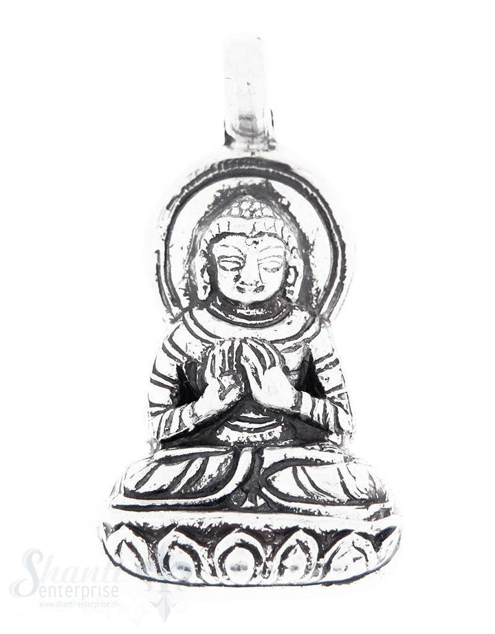 Silberanhänger: Buddha geschwärzt 30x16 mm Dicke: 5mm - Shanti Enterprise AG