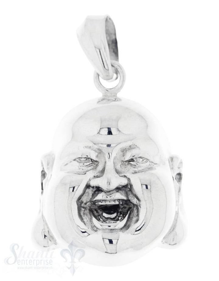 Silberanhänger: Buddhakopf poliert 35x25 mm Dicke: 13mm - Shanti Enterprise AG