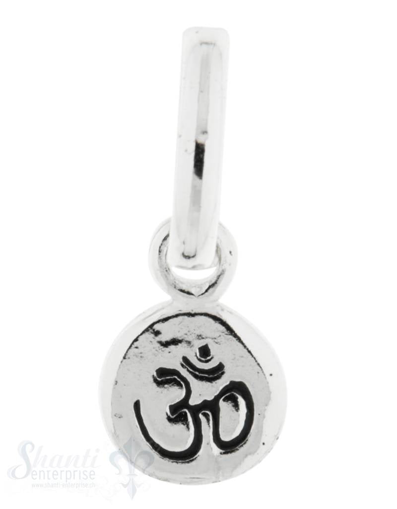 Silberanhänger Charm Tropfen Om-Zeichen poliert poliert Schrift geschwärzt 8x5 mm mit Öse 1 Pack = 3 - Shanti Enterprise AG