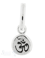 Silberanhänger Charm Tropfen Om-Zeichen poliert poliert Schrift geschwärzt 8x5 mm mit Öse 1 Pack = 3
