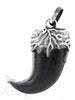 Silberanhänger: Holzzahn mit Si-Fassung mit Maserrung geschwärzt, 40x23 mm - Shanti Enterprise AG