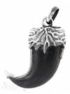 Silberanhänger: Holzzahn mit Si-Fassung mit Maserrung geschwärzt, 40x23 mm - Shanti Enterprise AG