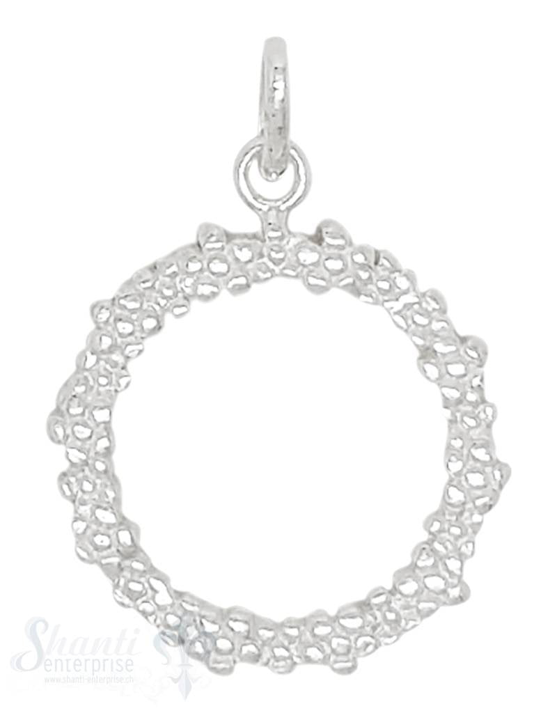 Silberanhänger Kreis 3 mm 20 cm gross Rand getupft mit Öse 20 mm - Shanti Enterprise AG