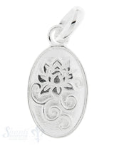 Silberanhänger Medaillon mit Lotusblume 20x11 mm mit Öse lose
