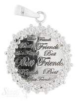 Silberanhänger Plaquette mit Schrift best frends Tüpfliverziertung mit Öse 20 mm