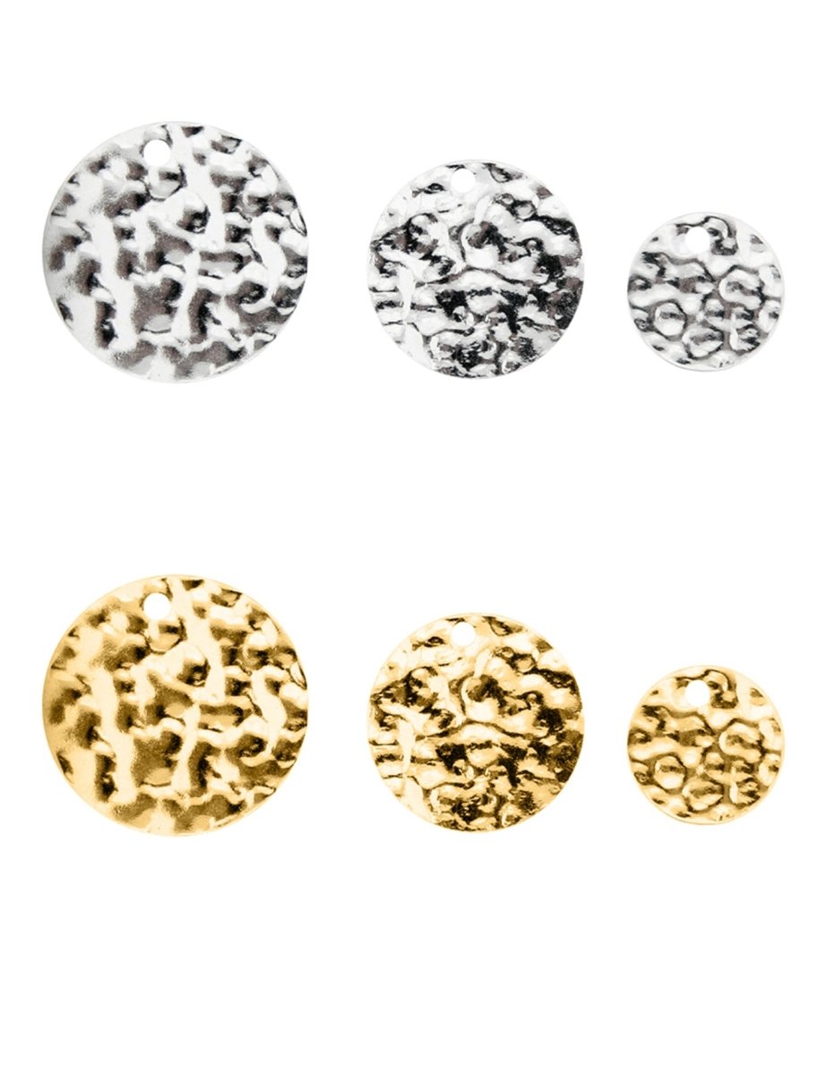 Silberanhänger Plaquetten rund gehämmert Dicke: 0,7 mm Loch: 1.25mm - Shanti Enterprise AG