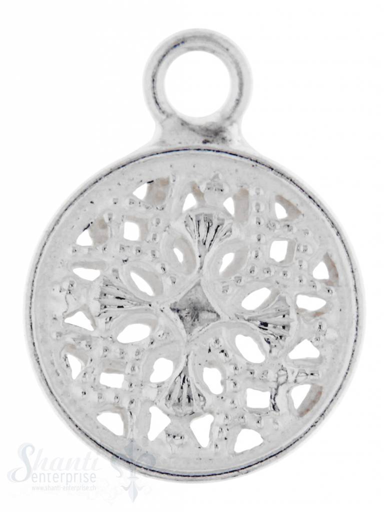 Silberanhängerr: Amulett durchbrochen D: 9mm Dicke: 2.4mm mit Öse 1 Pack = 3 Stk. - Shanti Enterprise AG