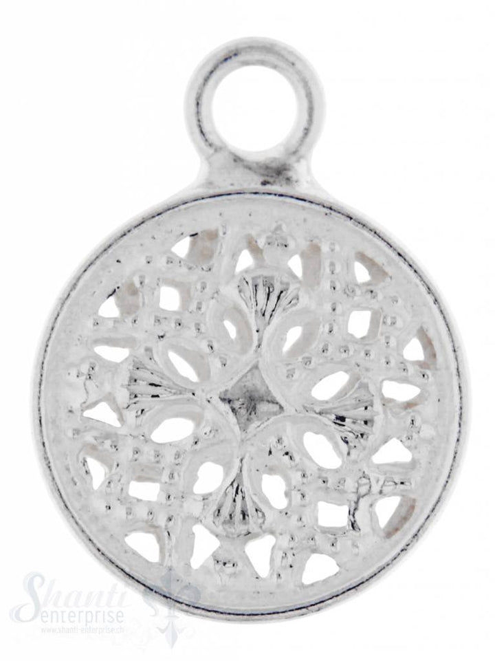 Silberanhängerr: Amulett durchbrochen D: 9mm Dicke: 2.4mm mit Öse 1 Pack = 3 Stk. - Shanti Enterprise AG