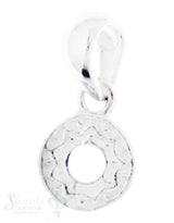 Silberanhängerr:mini Amulett mit Struktur D: 6mm mit Öse 3 Stk. / Pack