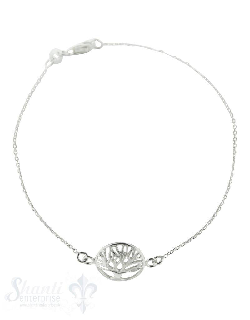 Silberarmkette: Anker, 1 Baumamulett in Mitte Länge: 17 / 18 / 19 cm verstellbar - Shanti Enterprise AG