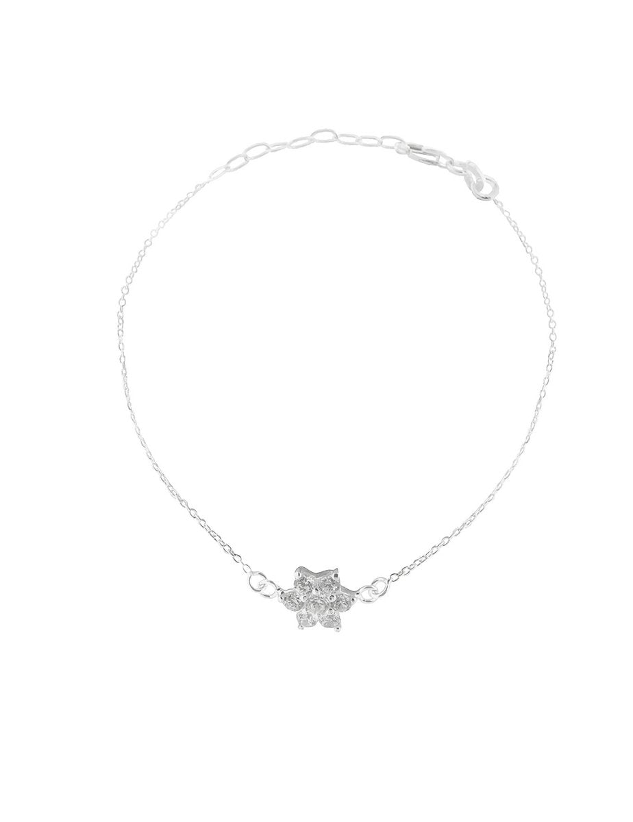 Silberarmkette: Anker mit Zirkoniablume Länge: 16 / 18 cm verstellbar - Shanti Enterprise AG