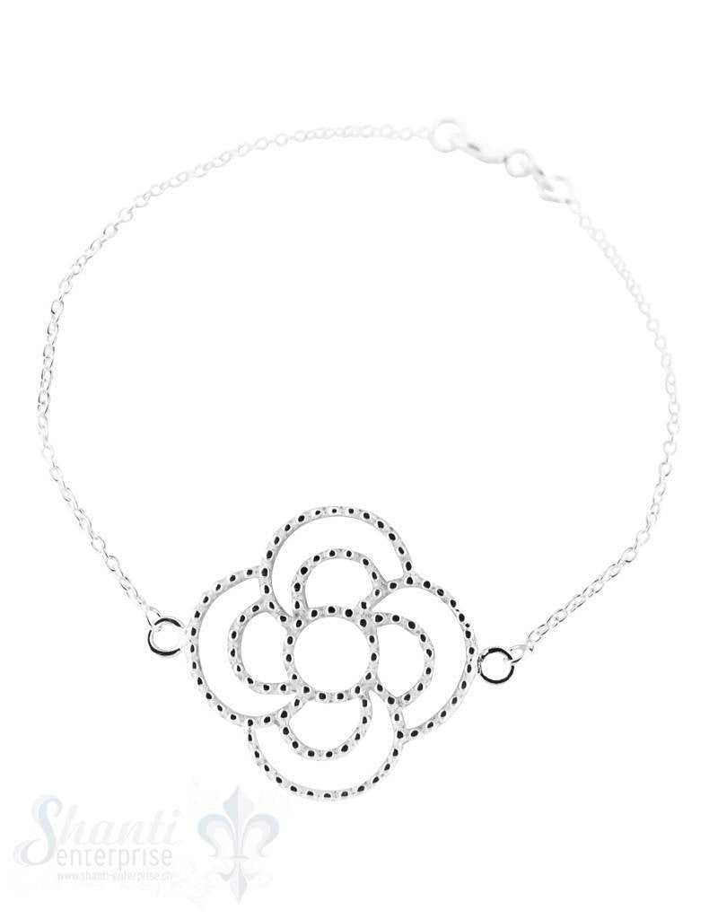Silberarmkette: Ankerkette mit Blume gross gepunkt Grössenverstellbar 16/18 cm - Shanti Enterprise AG