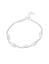Silberarmkette: doppelreihig mit Blättli 16/19 cm verstellbar, Karabiner