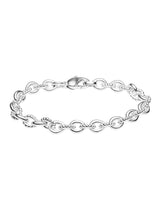 Silberarmkette Fantasie Anker 7,5x8 mm jedes zweite Glied ist gerillt mit Karabiner