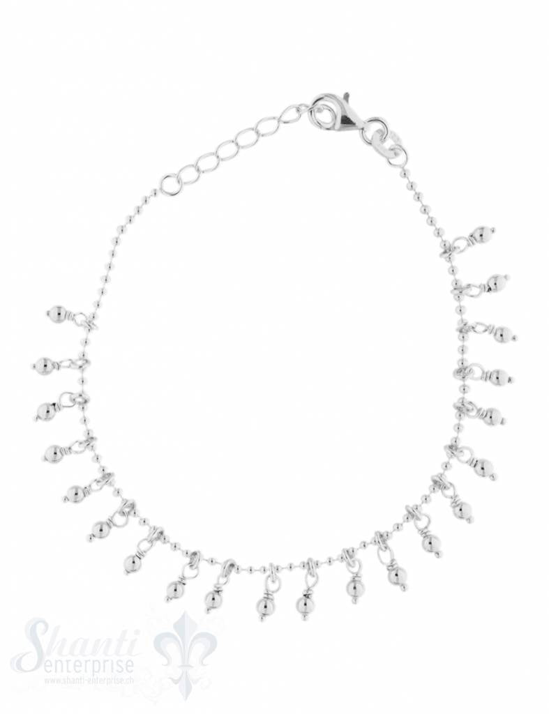Silberarmkette: Kugeli mit Kugelianhängerli Länge: 17 / 19 cm verstellbar - Shanti Enterprise AG