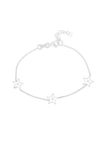 Silberarmkette mit 3 Sternli mit 3 Zirkonia Karabiner 16,5-19,5 cm verstellbar