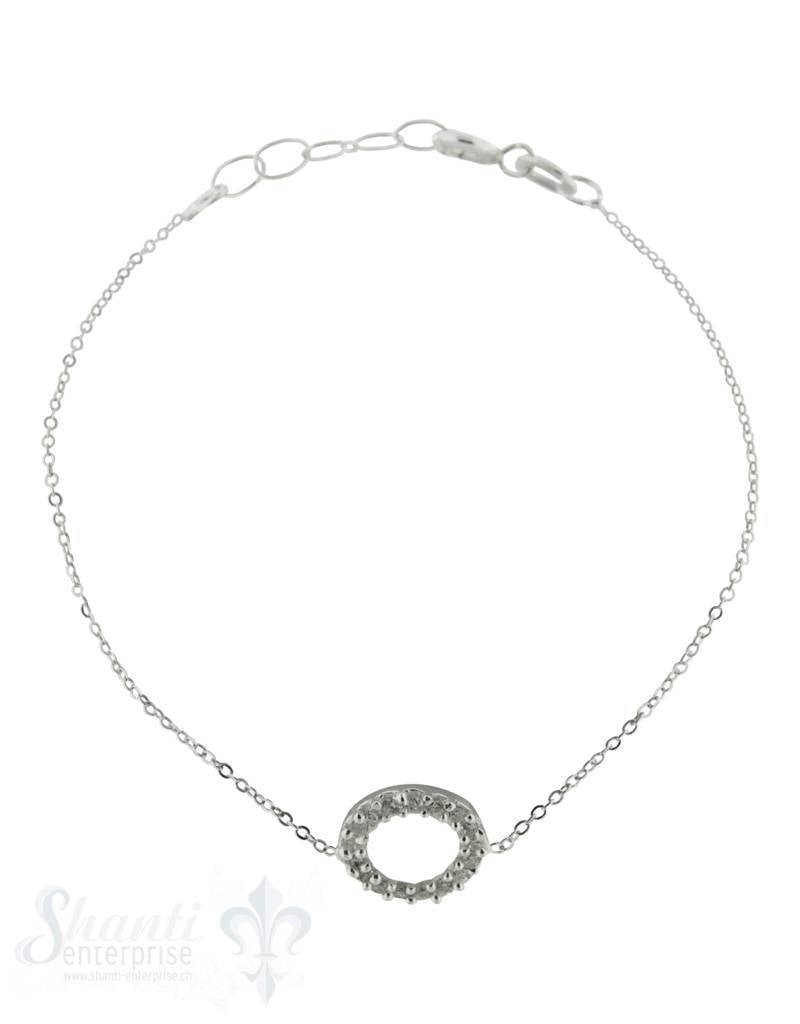 Silberarmkette mit Zirkoniareif Karabiner, Länge 17/19 cm verstellbar - Shanti Enterprise AG