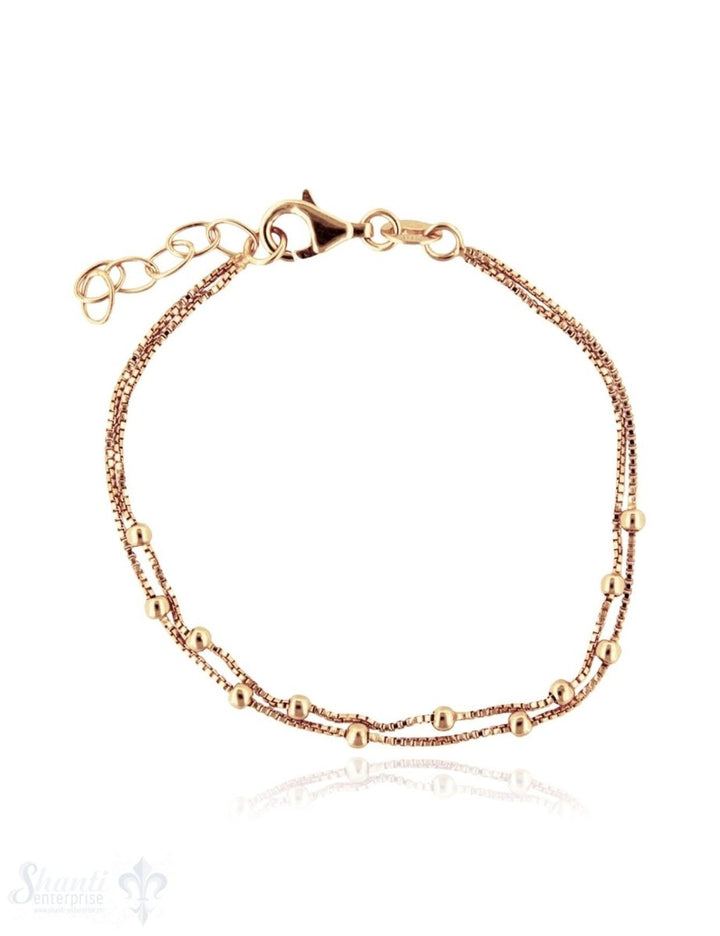 Silberarmkette venez.1 mm 2-reihig 16-19 cm mit Kugeli Grössen verstellbar Karabiner - Shanti Enterprise AG