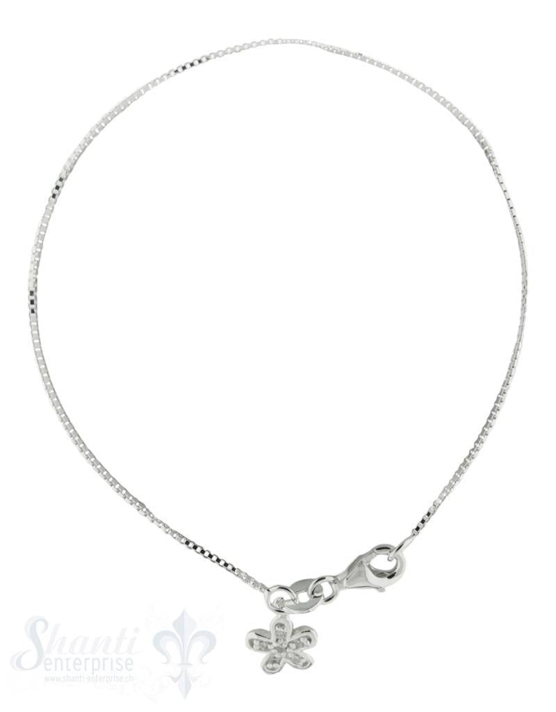 Silberarmkette: Venezianer mit Blüemli mit Karabiner, 2,5 mm 19 mm - Shanti Enterprise AG