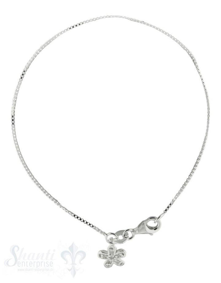 Silberarmkette: Venezianer mit Blüemli mit Karabiner, 2,5 mm 19 mm - Shanti Enterprise AG