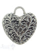 Silberherz bauchig antik mit Blumen 37x33mm Dicke: 18mm mit Öse - Shanti Enterprise AG